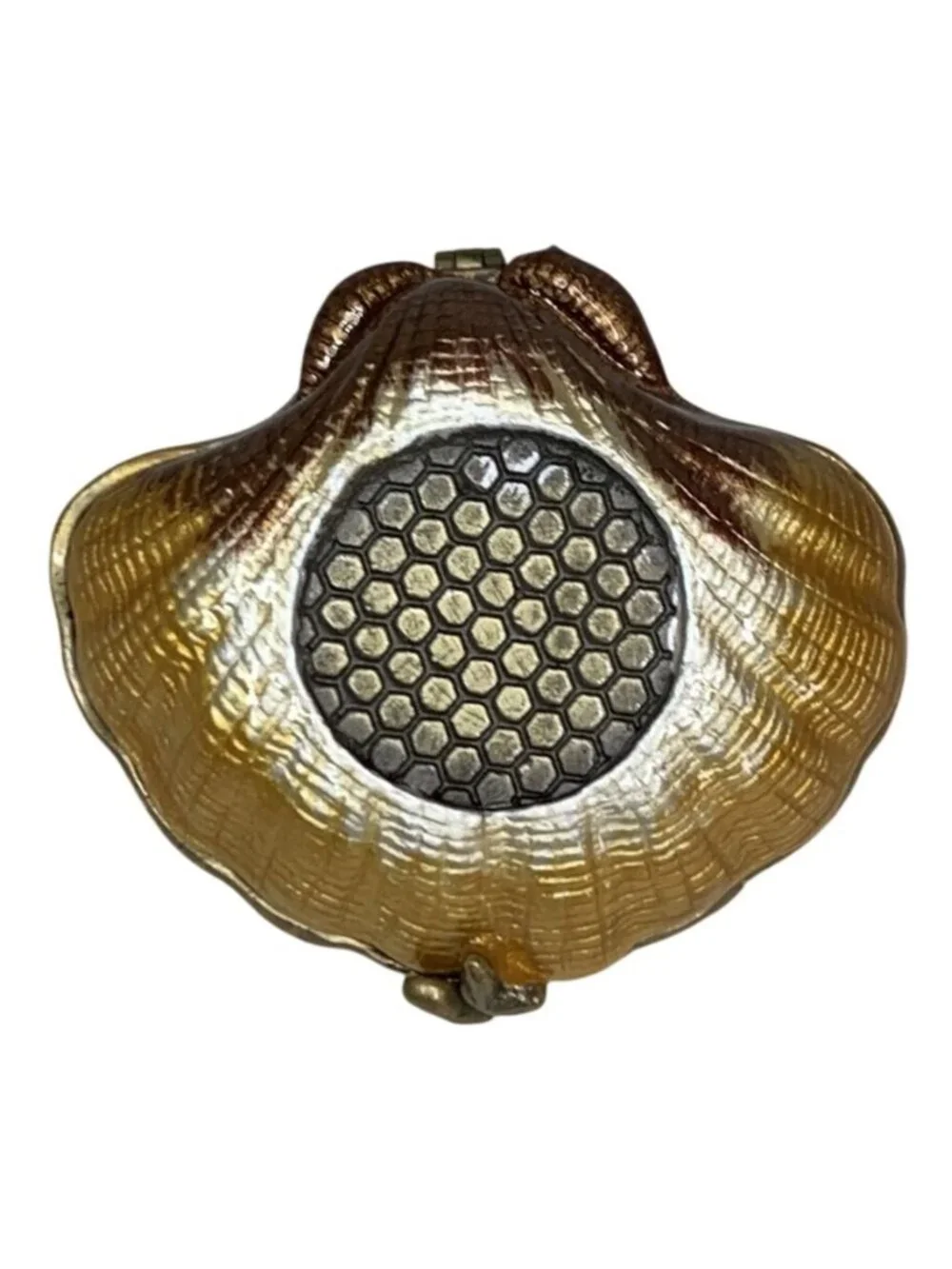 Decorative Clam Seashell Trinket Box w/ Jeweled Rhinestone-Accented Oval Frame